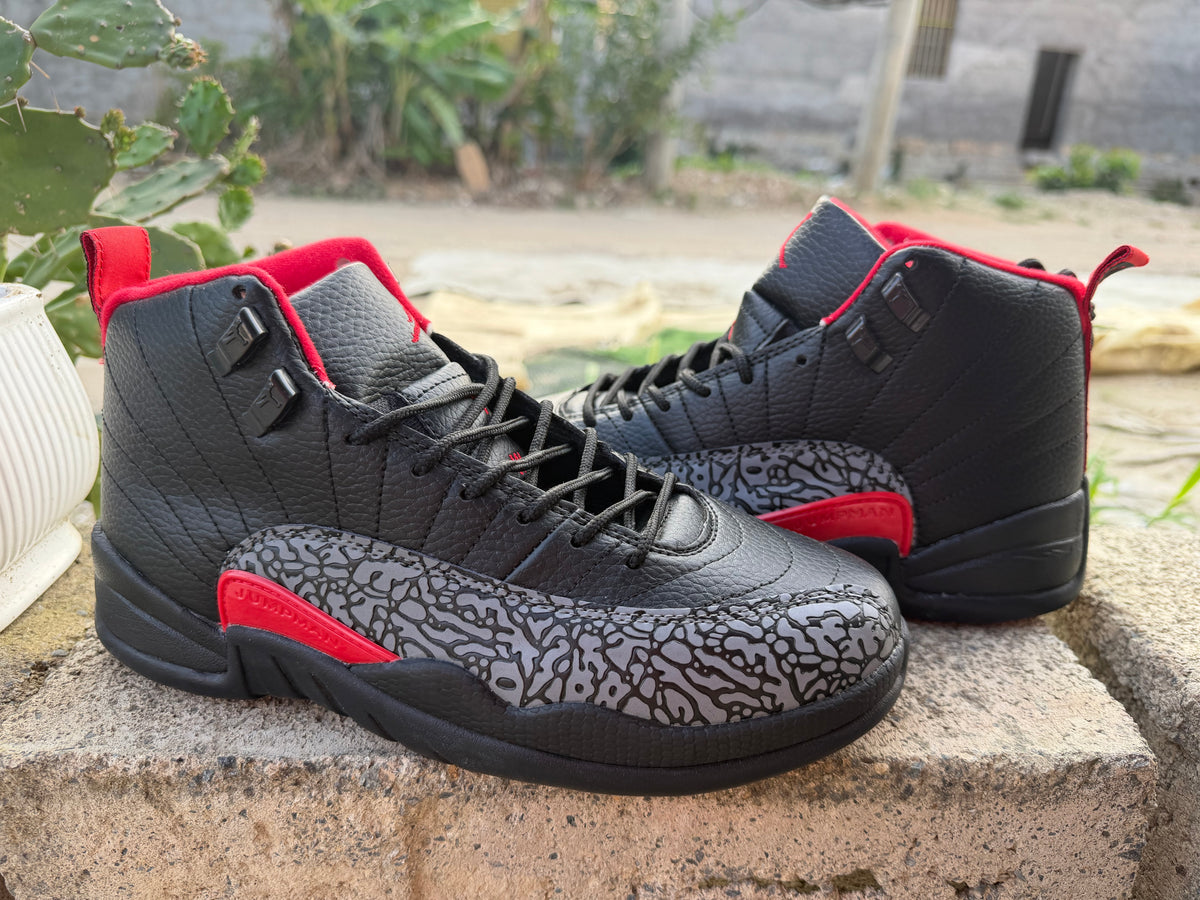 Air Jordan 12 Retro 'Black Red Elephant Print'