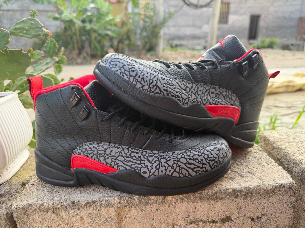 Air Jordan 12 Retro 'Black Red Elephant Print'