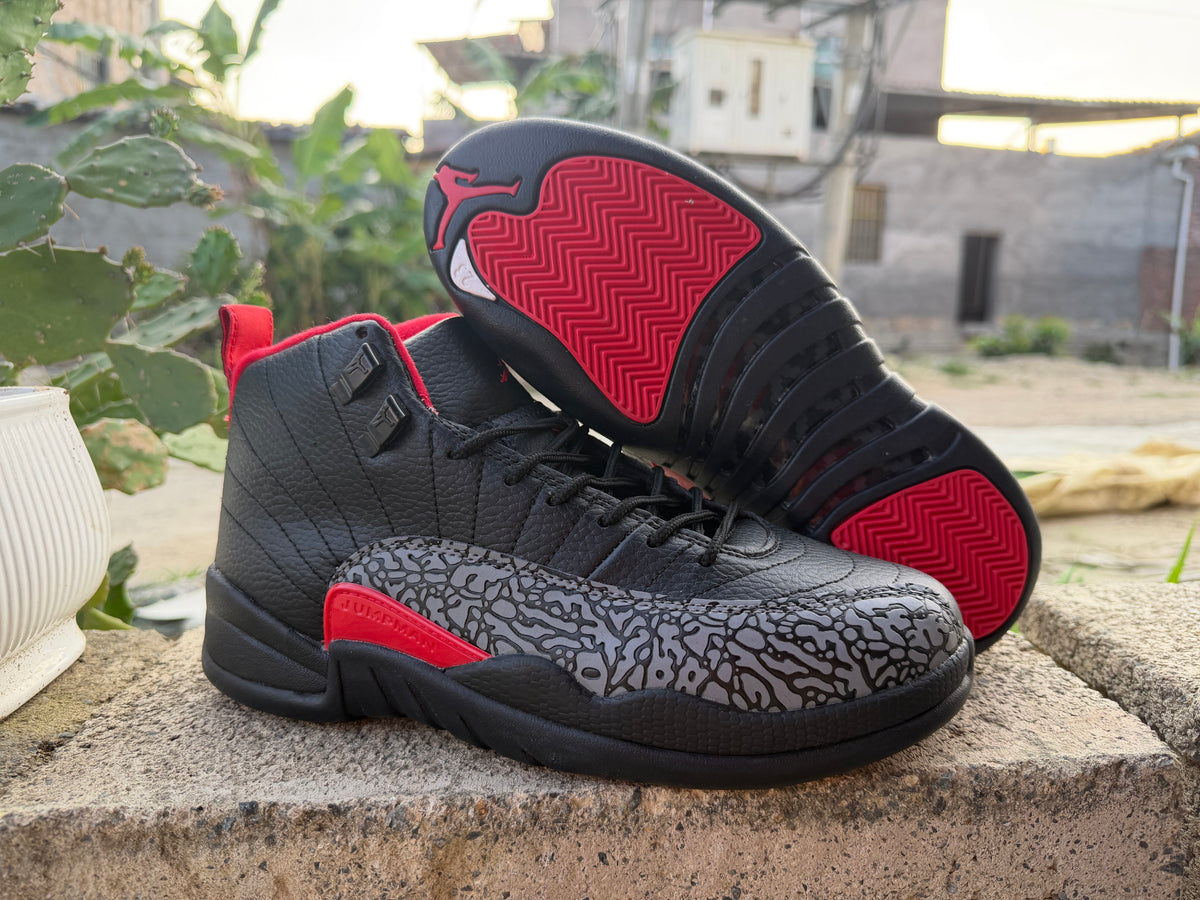 Air Jordan 12 Retro 'Black Red Elephant Print'
