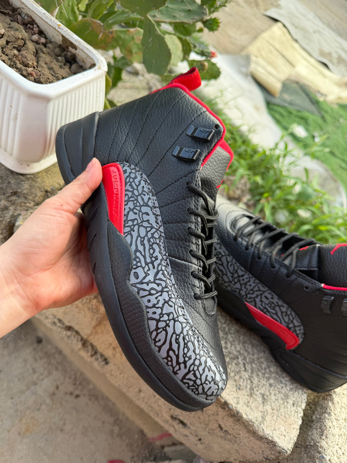 Air Jordan 12 Retro 'Black Red Elephant Print'