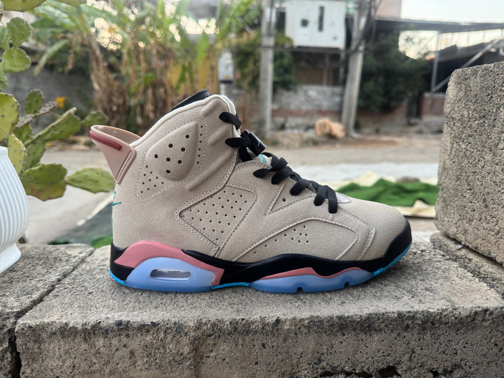 Air Jordan 6 Retro Beige Pink Blue Sneakers