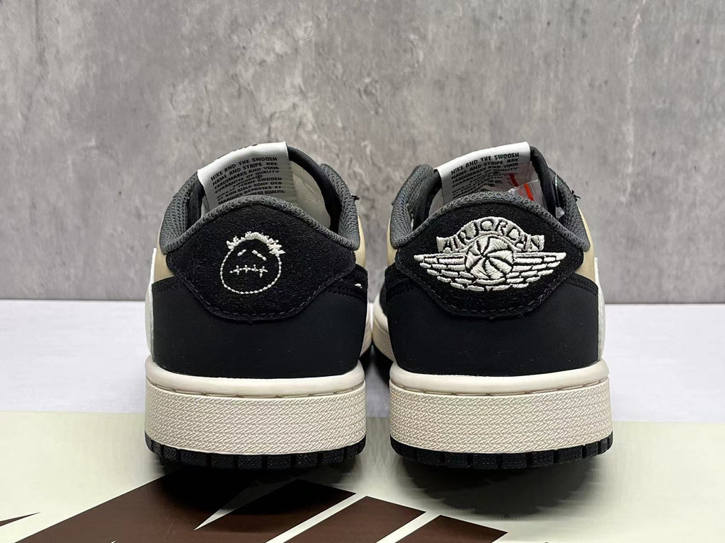 Air Jordan 1 D Reverse Swoosh Black and Beige Sneakers